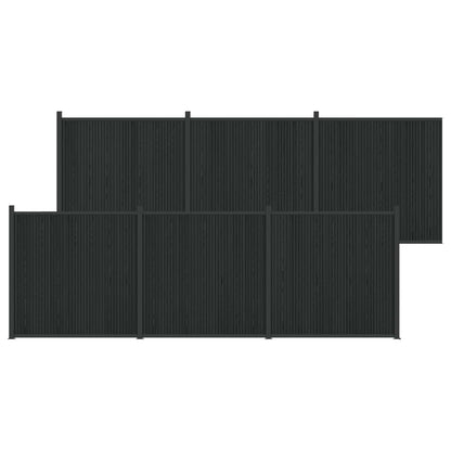 Fence Panel WPC and Aluminium Black 1045 x 186 cm
