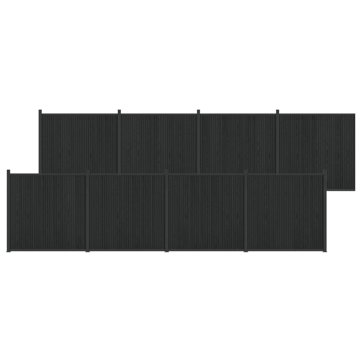 vidaXL Fence Panel 8 pcs 1405 x 186.5 cm WPC and Aluminium Black 2