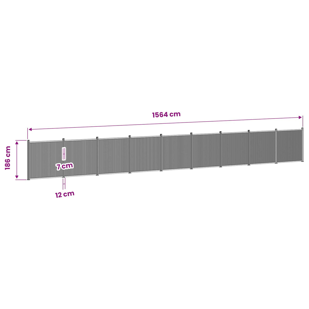 vidaXL Fence Panel 9 pcs 1580 x 186.5 cm WPC and Aluminium Black 6