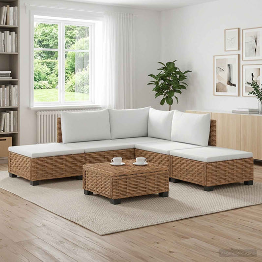 vidaXL 6 pcs Rattan Lounge Set with Cushions GENDT Natural Rattan 1