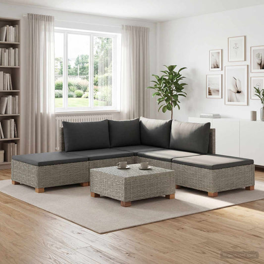 vidaXL 6 pcs Rattan Lounge Set with Cushions GENDT Natural Rattan 1