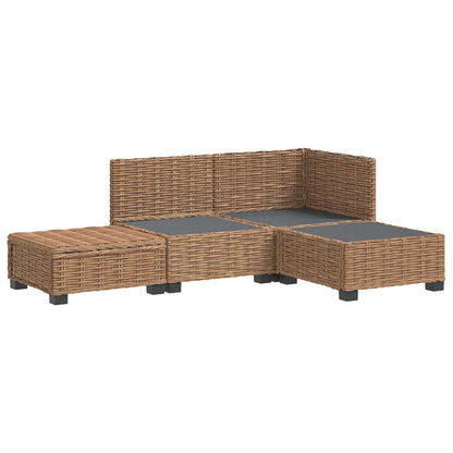 vidaXL 4 pcs Rattan Lounge Set with Cushions GENDT Natural Rattan 4