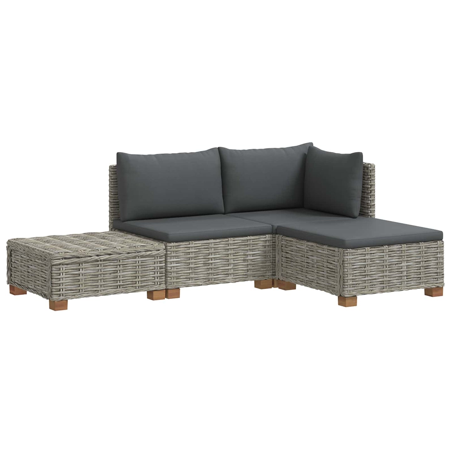 vidaXL 4 pcs Rattan Lounge Set with Cushions GENDT Natural Rattan 2