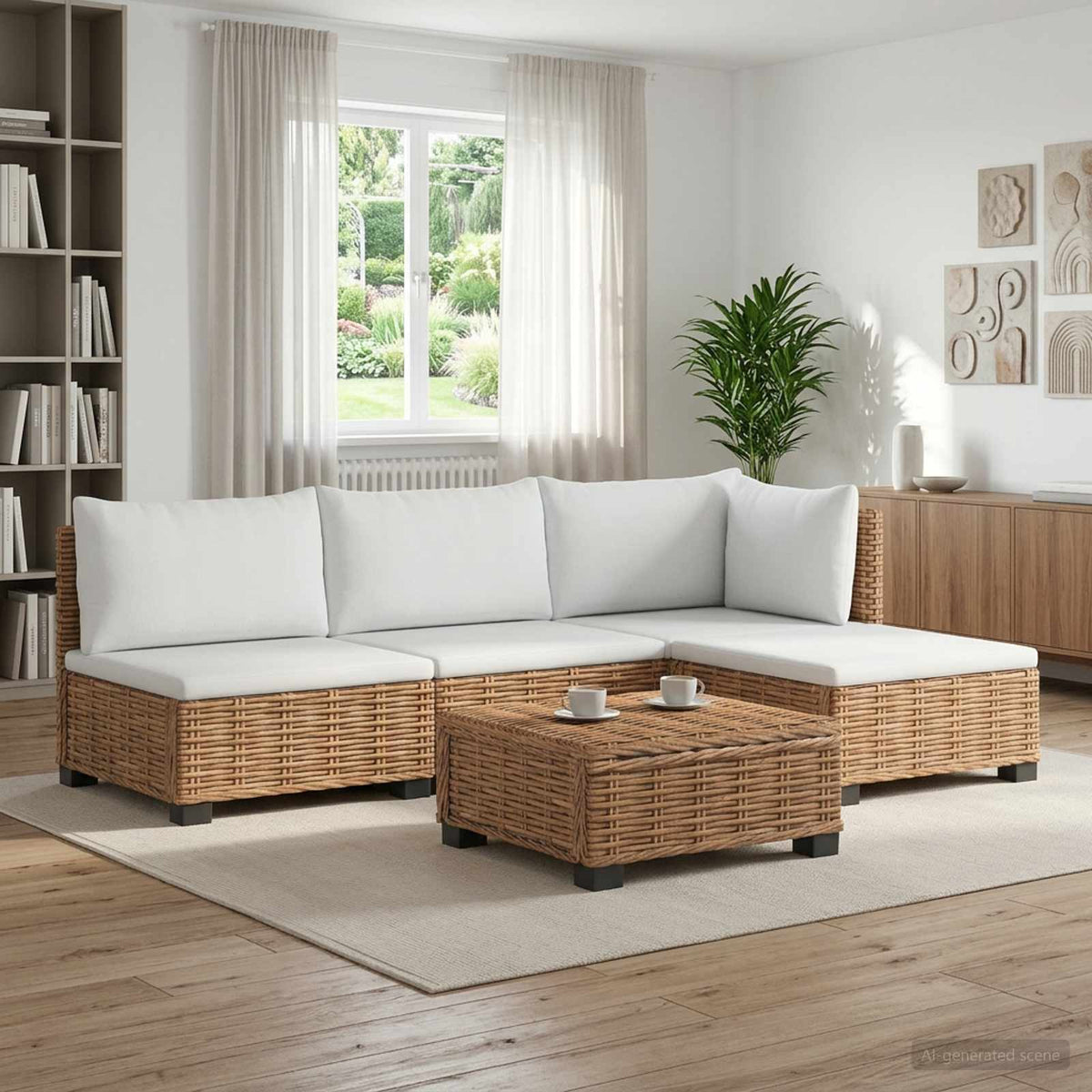 vidaXL 5 pcs Rattan Lounge Set with Cushions GENDT Natural Rattan 1