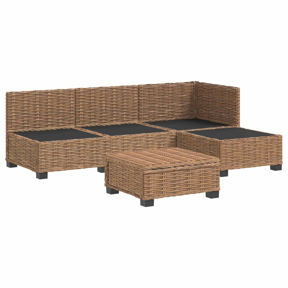 vidaXL 5 pcs Rattan Lounge Set with Cushions GENDT Natural Rattan 4