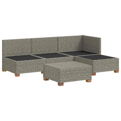 vidaXL 5 pcs Rattan Lounge Set with Cushions GENDT Natural Rattan 4