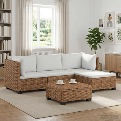 vidaXL 5 pcs Rattan Lounge Set with Cushions GENDT Natural Rattan 1
