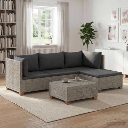 vidaXL 5 pcs Rattan Lounge Set with Cushions GENDT Natural Rattan 1