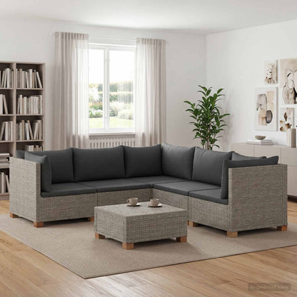 vidaXL 6 pcs Rattan Lounge Set with Cushions GENDT Natural Rattan 1