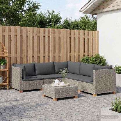 vidaXL 6 pcs Rattan Lounge Set with Cushions GENDT Natural Rattan 3