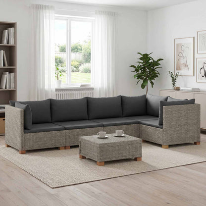 vidaXL 6 pcs Rattan Lounge Set with Cushions GENDT Natural Rattan 1