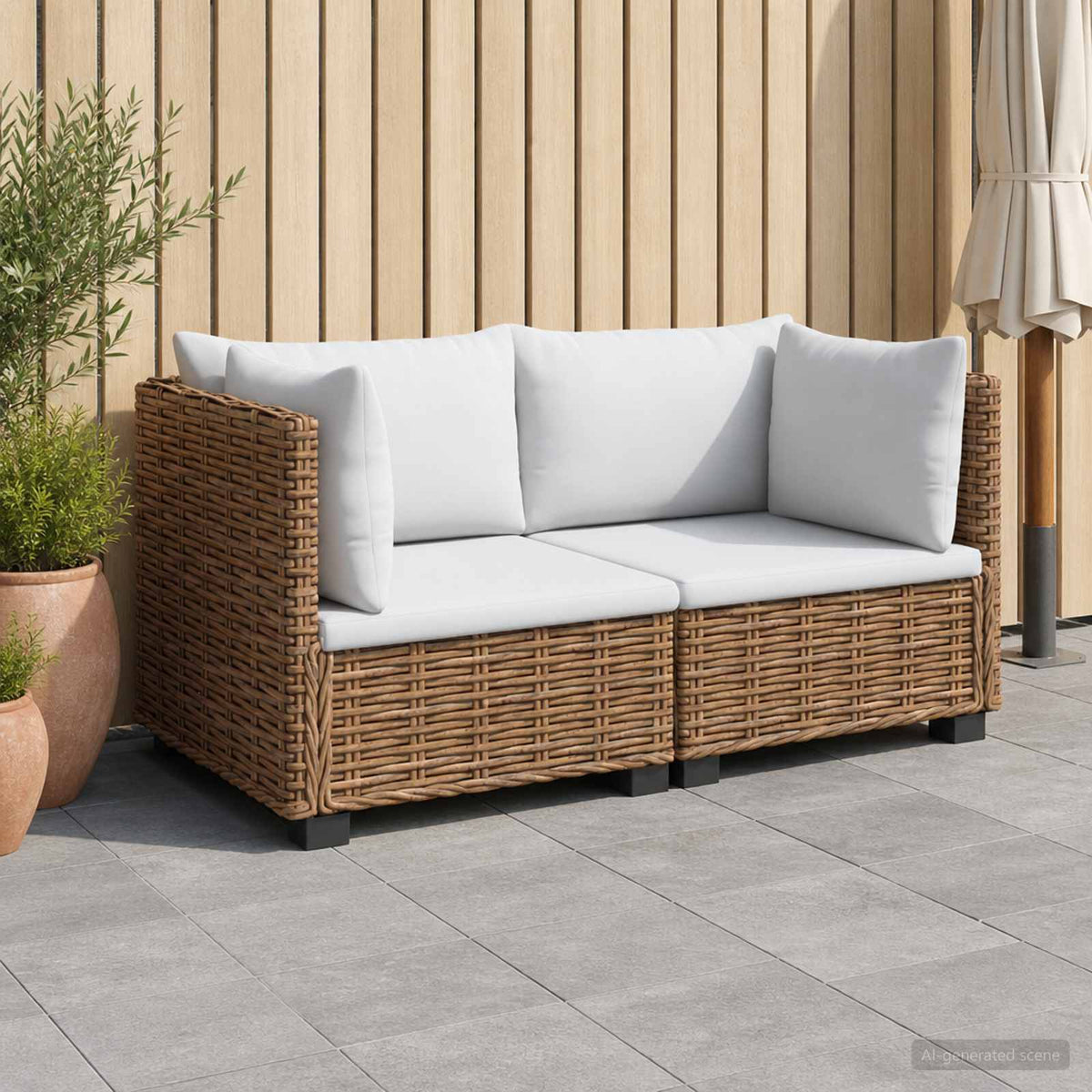 vidaXL 2 pcs Rattan Lounge Set with Cushions GENDT Natural Rattan 1