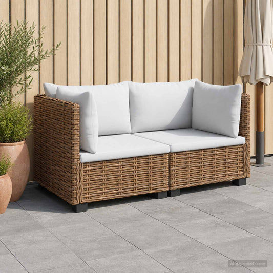 6 pcs Rattan Lounge Set with Cushions GENDT Rattan Natural 2x corner–Footstool 2x corner