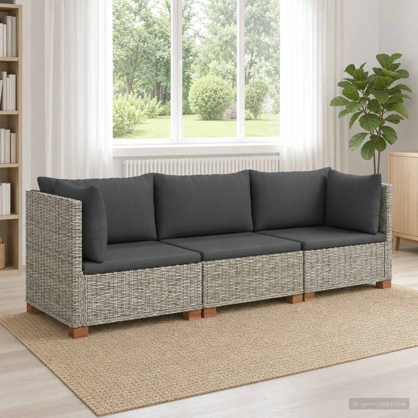 vidaXL 3 pcs Rattan Lounge Set with Cushions GENDT Natural Rattan 1