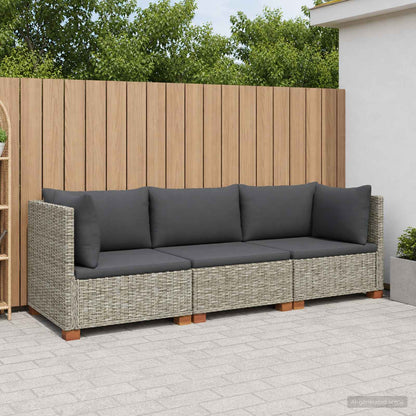 vidaXL 3 pcs Rattan Lounge Set with Cushions GENDT Natural Rattan 3