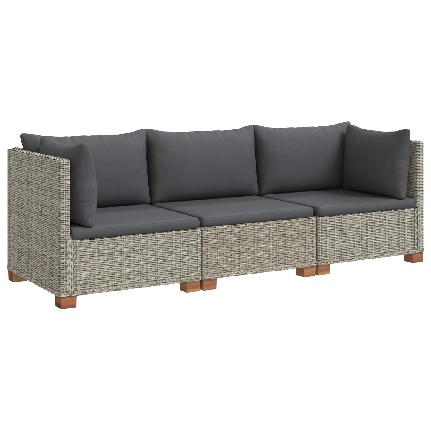 vidaXL 3 pcs Rattan Lounge Set with Cushions GENDT Natural Rattan 2