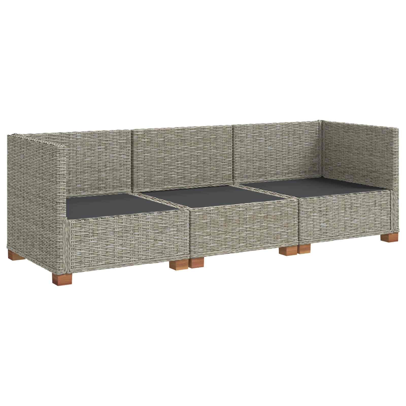 vidaXL 3 pcs Rattan Lounge Set with Cushions GENDT Natural Rattan 4