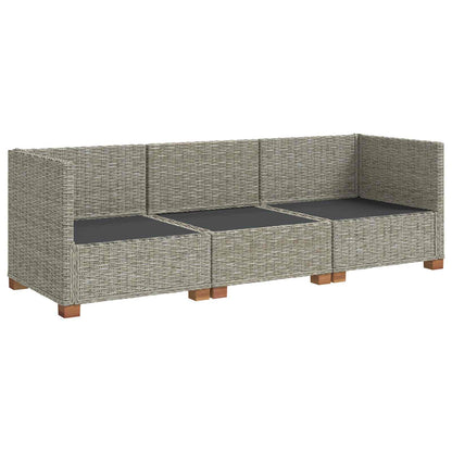 vidaXL 3 pcs Rattan Lounge Set with Cushions GENDT Natural Rattan 4