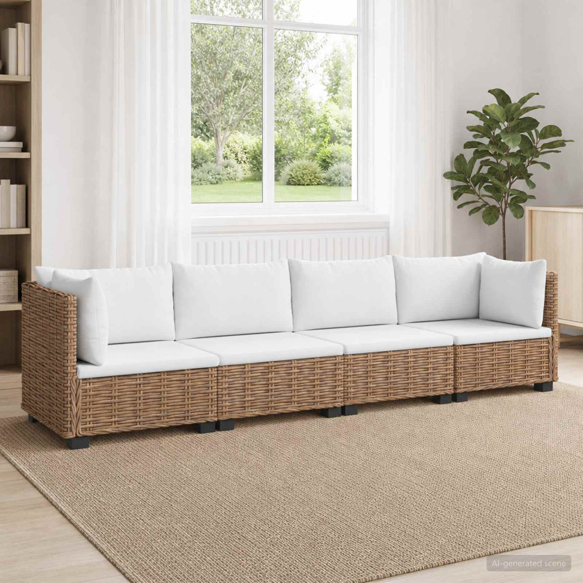 vidaXL 4 pcs Rattan Lounge Set with Cushions GENDT Natural Rattan 1