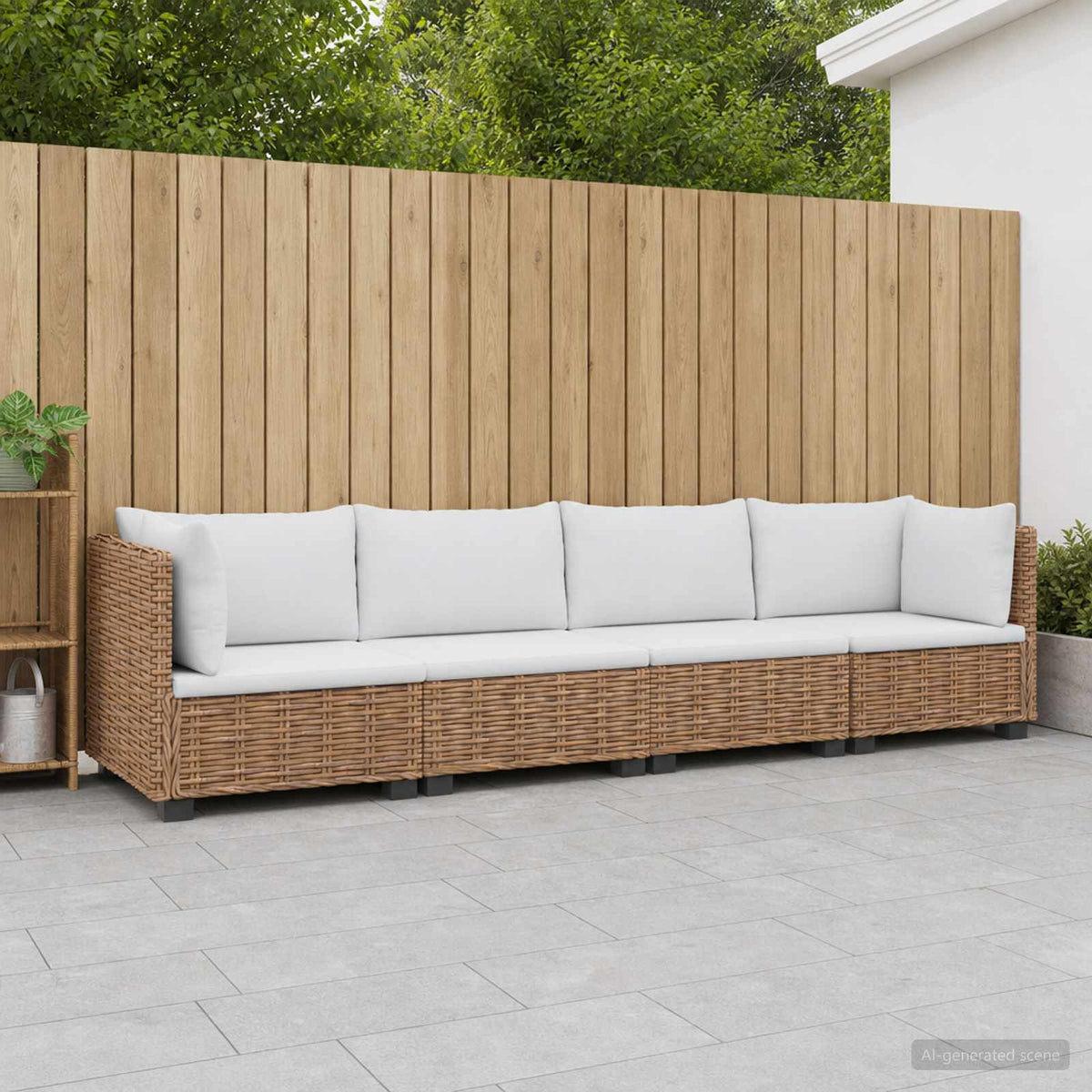 vidaXL 4 pcs Rattan Lounge Set with Cushions GENDT Natural Rattan 3