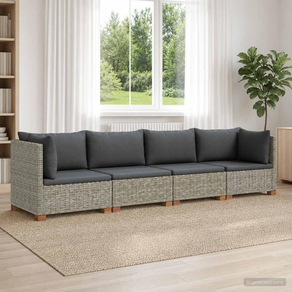 vidaXL 4 pcs Rattan Lounge Set with Cushions GENDT Natural Rattan 1
