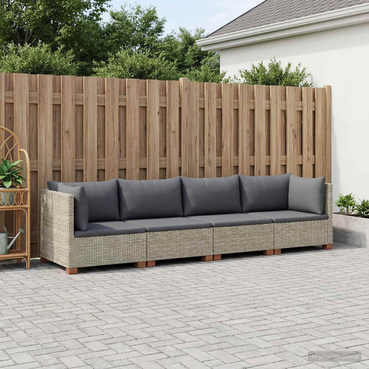 vidaXL 4 pcs Rattan Lounge Set with Cushions GENDT Natural Rattan 3