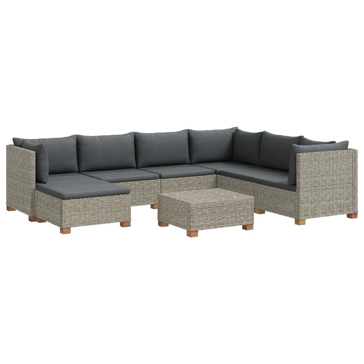 vidaXL 8 pcs Rattan Lounge Set with Cushions GENDT Natural Rattan 2