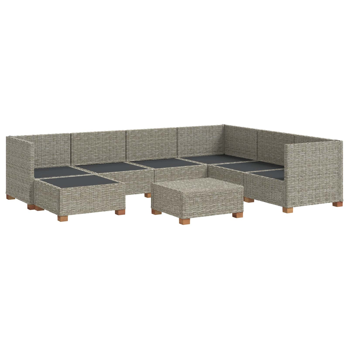 vidaXL 8 pcs Rattan Lounge Set with Cushions GENDT Natural Rattan 4