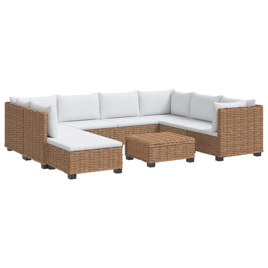 vidaXL 9 pcs Rattan Lounge Set with Cushions GENDT Natural Rattan 2