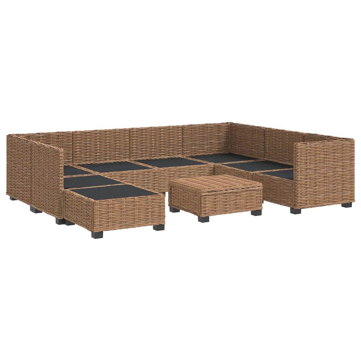 vidaXL 9 pcs Rattan Lounge Set with Cushions GENDT Natural Rattan 4