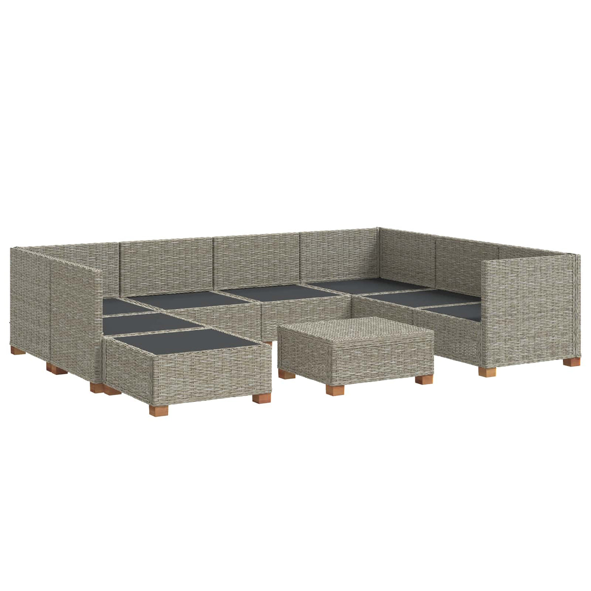 vidaXL 9 pcs Rattan Lounge Set with Cushions GENDT Natural Rattan 4