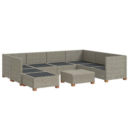 vidaXL 9 pcs Rattan Lounge Set with Cushions GENDT Natural Rattan 4