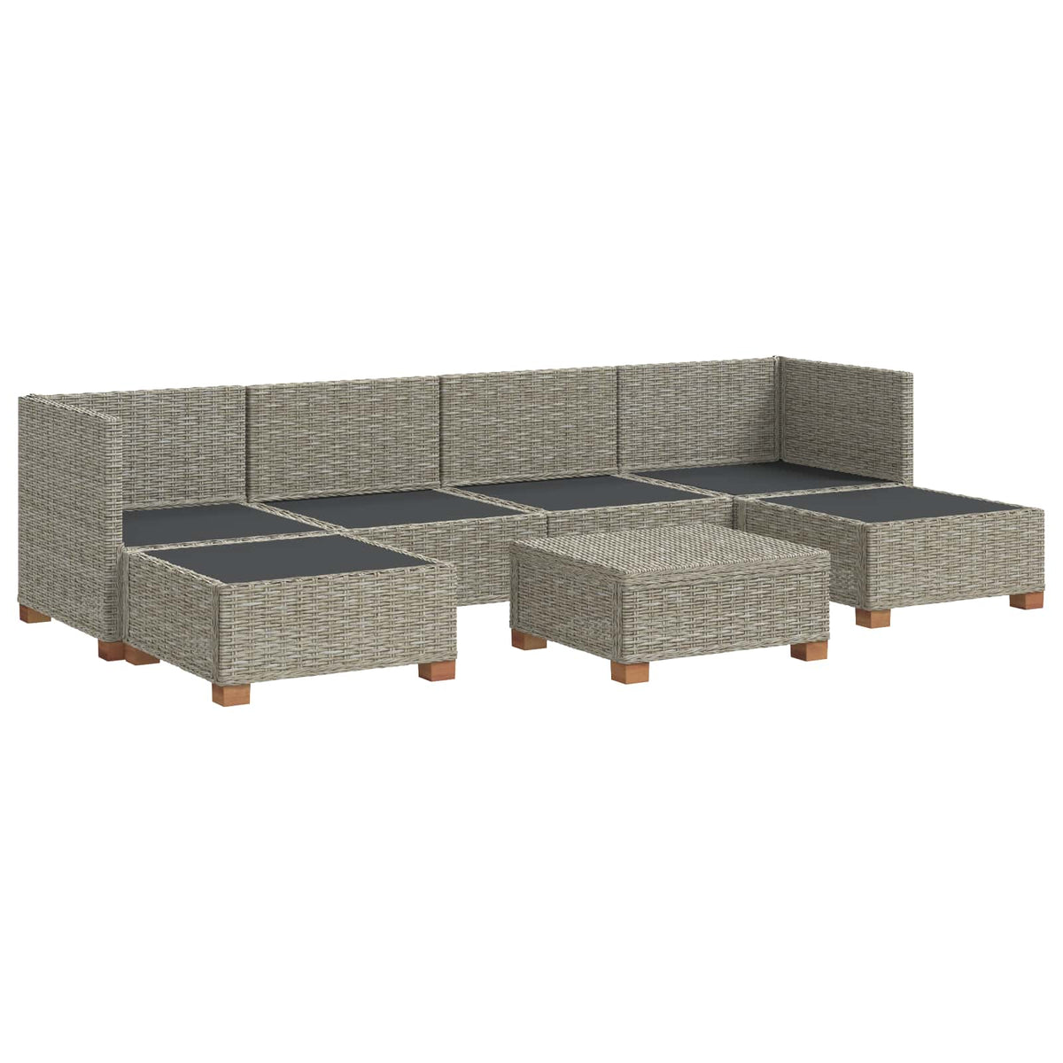 vidaXL 7 pcs Rattan Lounge Set with Cushions GENDT Natural Rattan 4