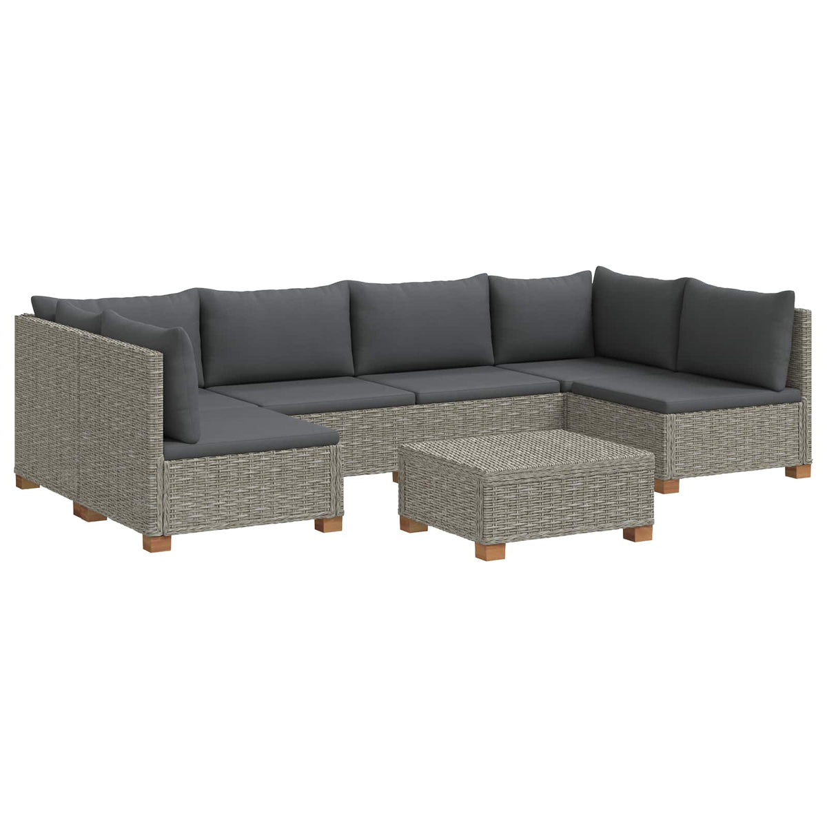vidaXL 7 pcs Rattan Lounge Set with Cushions GENDT Natural Rattan 2