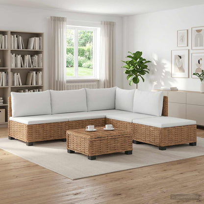 vidaXL 6 pcs Rattan Lounge Set with Cushions GENDT Natural Rattan 1