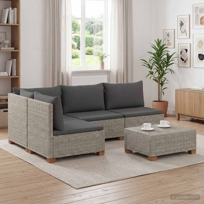 vidaXL 5 pcs Rattan Lounge Set with Cushions GENDT Natural Rattan 1