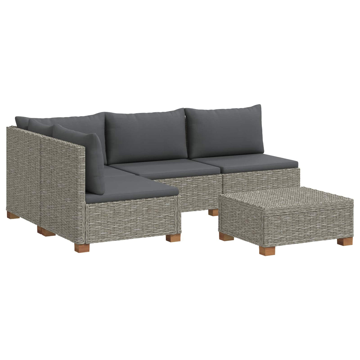 vidaXL 5 pcs Rattan Lounge Set with Cushions GENDT Natural Rattan 2