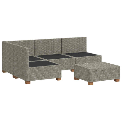 vidaXL 5 pcs Rattan Lounge Set with Cushions GENDT Natural Rattan 4