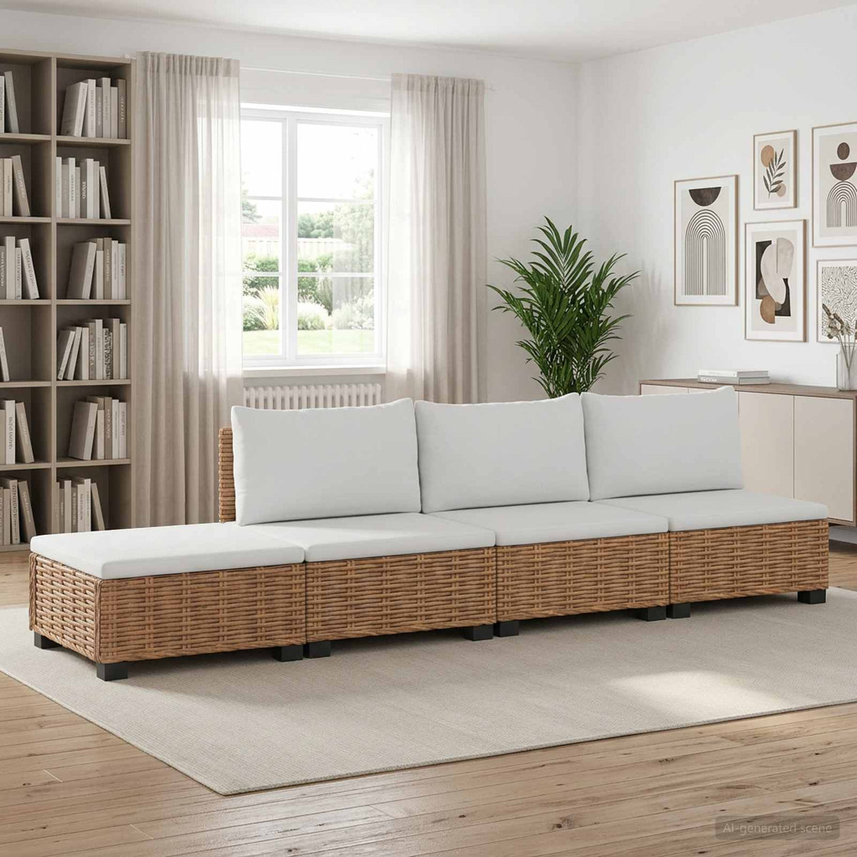vidaXL 4 pcs Rattan Lounge Set with Cushions GENDT Natural Rattan 1