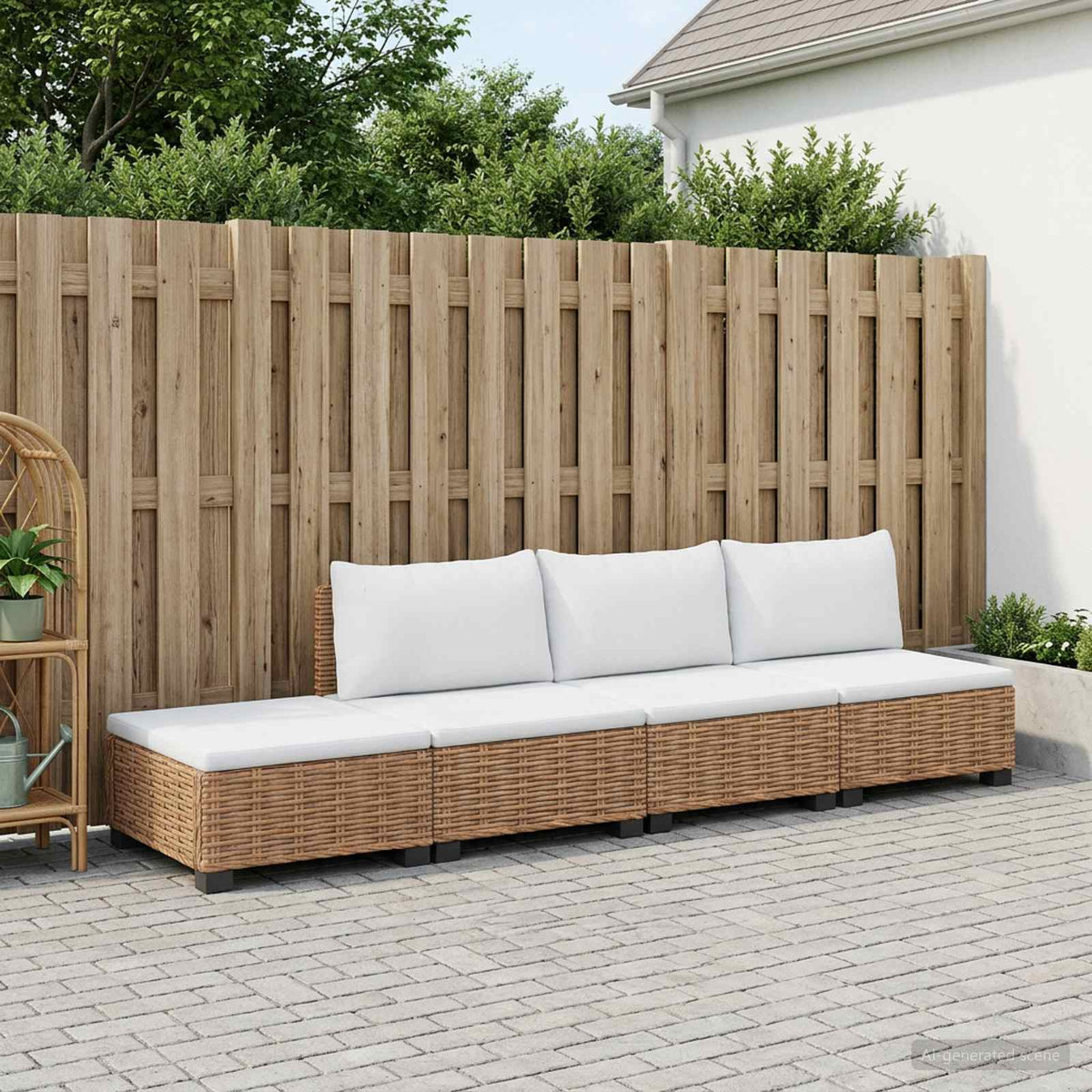 vidaXL 4 pcs Rattan Lounge Set with Cushions GENDT Natural Rattan 3