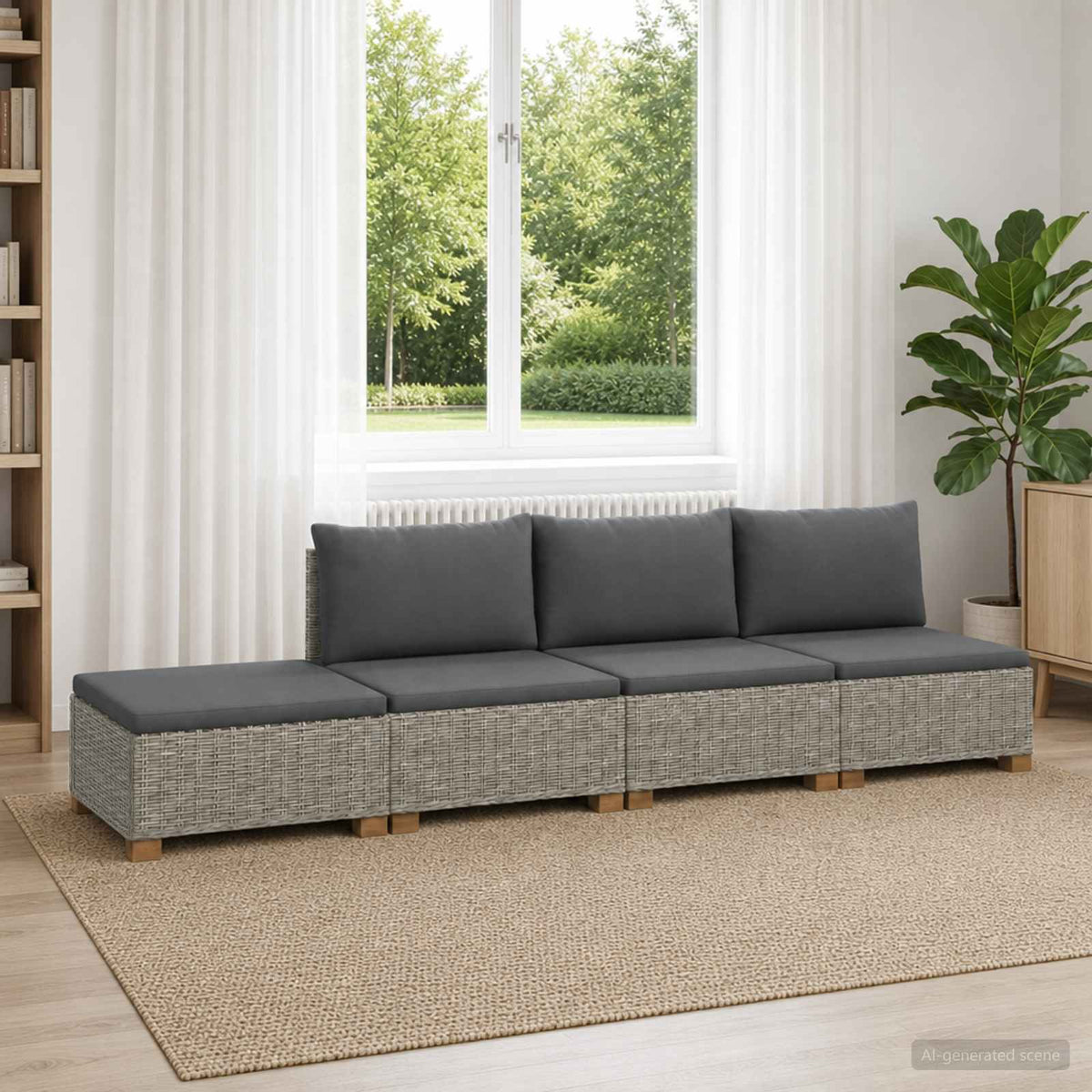 vidaXL 4 pcs Rattan Lounge Set with Cushions GENDT Natural Rattan 1