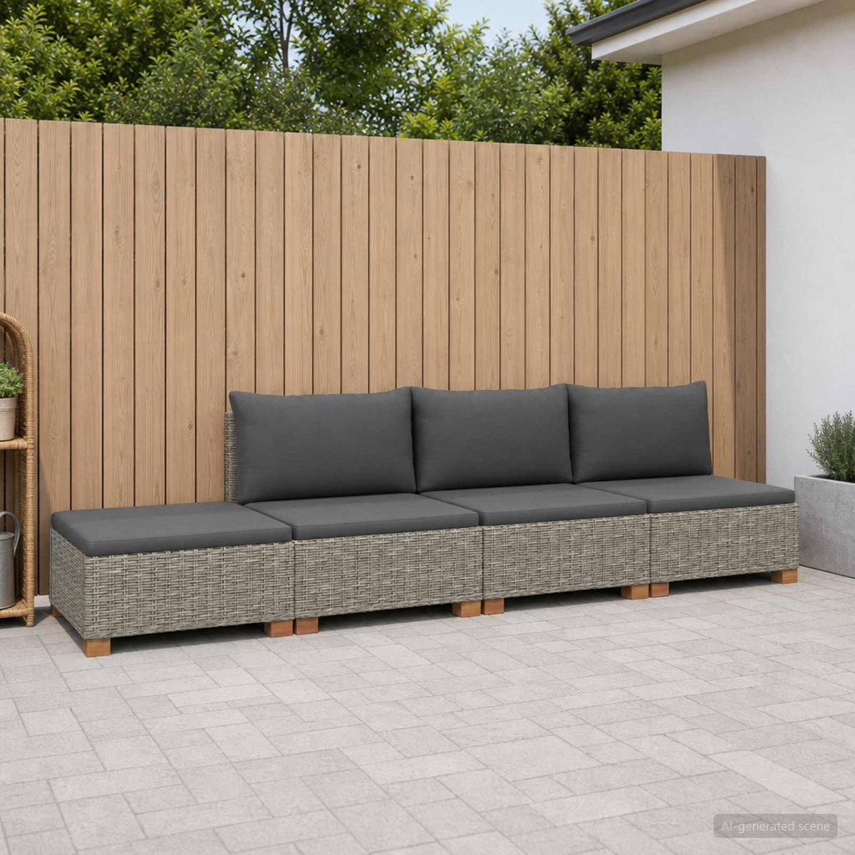 vidaXL 4 pcs Rattan Lounge Set with Cushions GENDT Natural Rattan 3