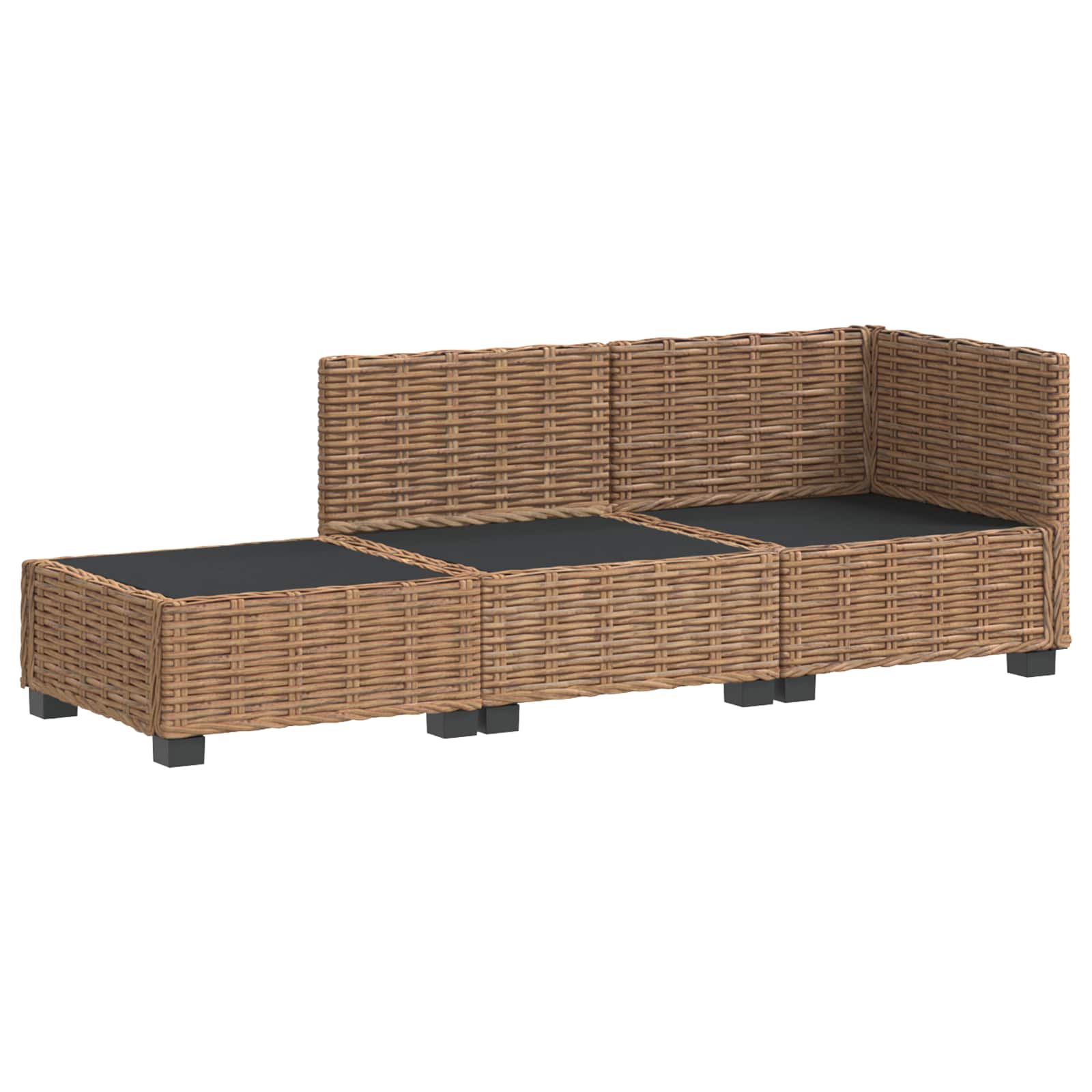 vidaXL 3 pcs Rattan Lounge Set with Cushions GENDT Natural Rattan 4
