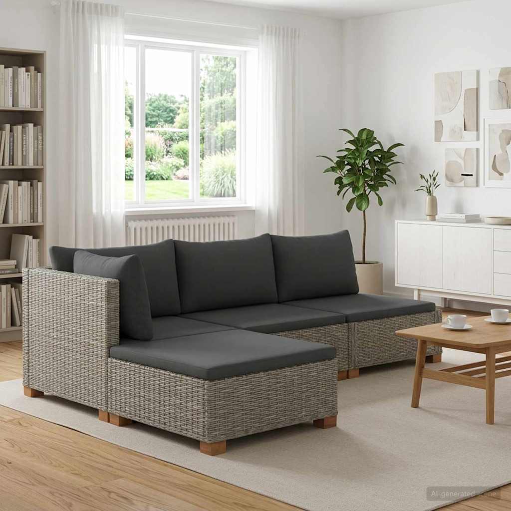 vidaXL 3 pcs Rattan Lounge Set with Cushions GENDT Natural Rattan 1