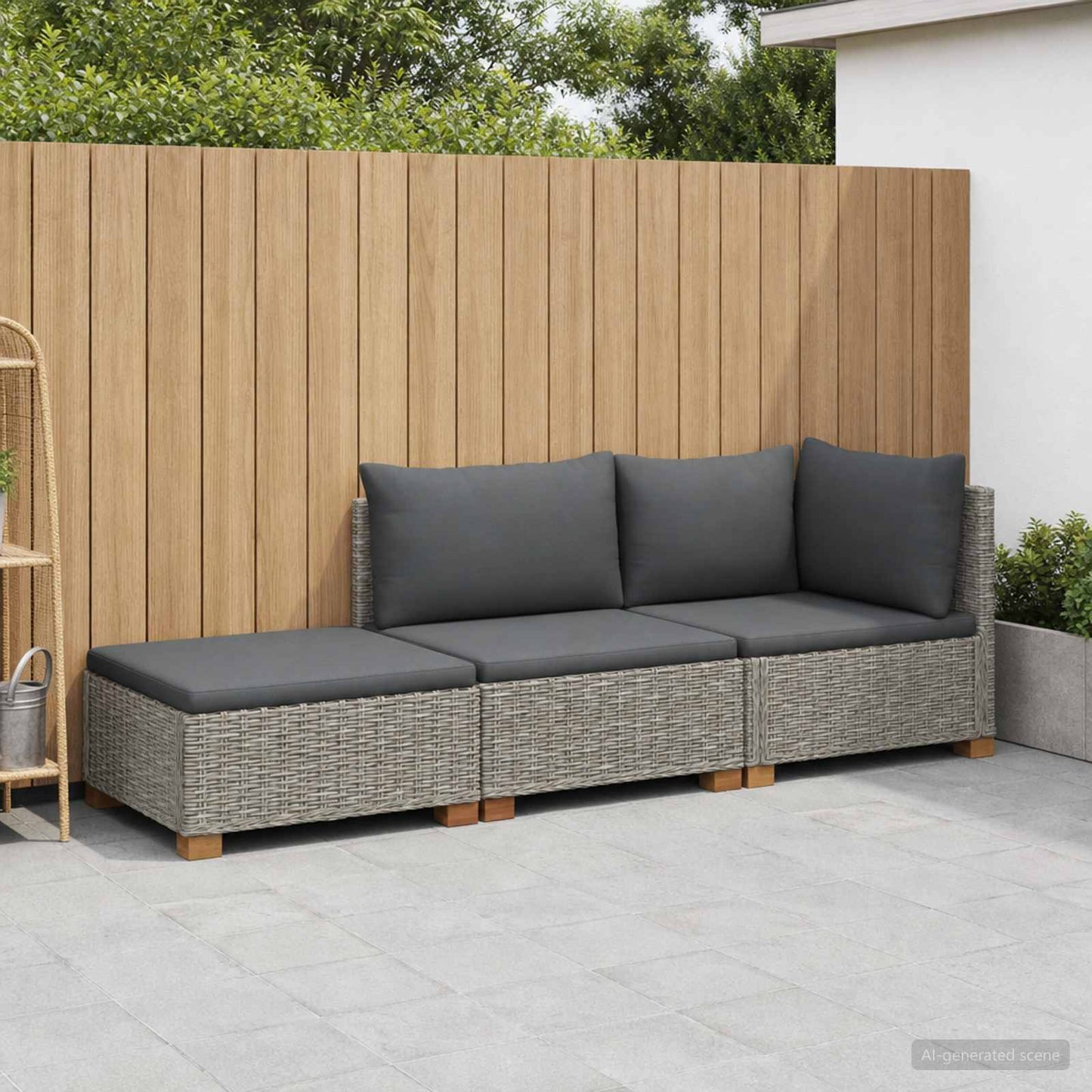 vidaXL 3 pcs Rattan Lounge Set with Cushions GENDT Natural Rattan 3