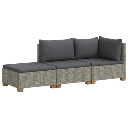 vidaXL 3 pcs Rattan Lounge Set with Cushions GENDT Natural Rattan 2