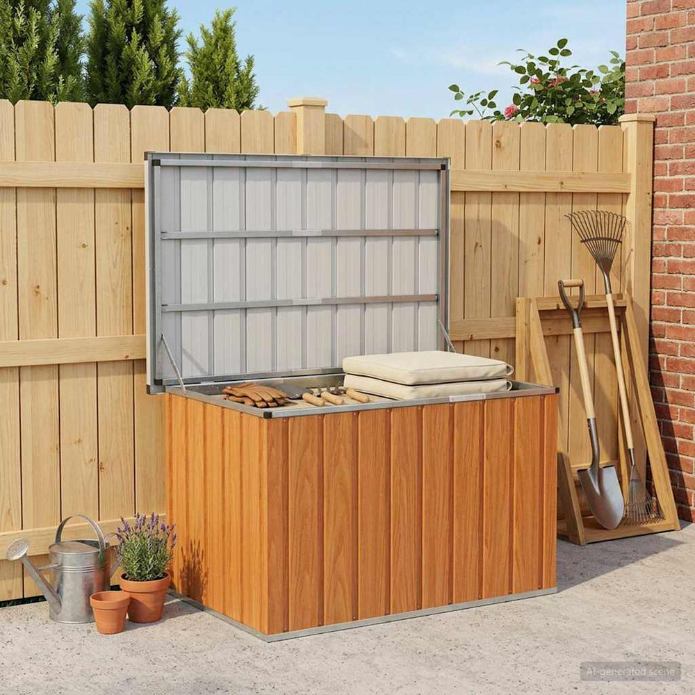 vidaXL Outdoor Storage Box Wood Galvanised Steel