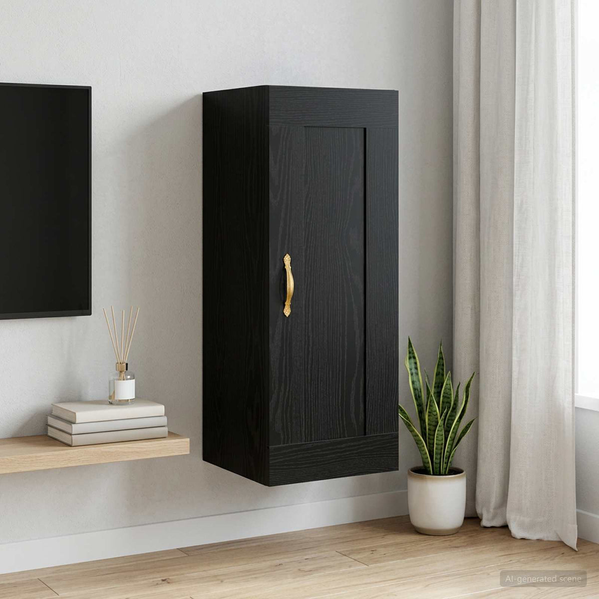 Wall Mounted Cabinet 34,5x34x90 cm Engineered Wood Black oak
