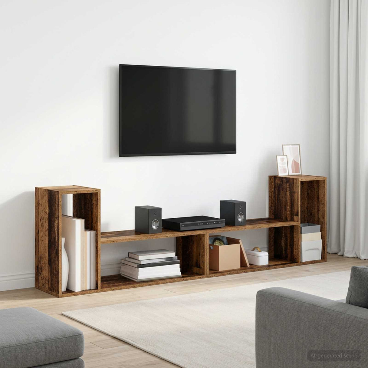 TV Cabinets 2 pcs 75x30x50 cm Engineered Wood Old wood 100 cm