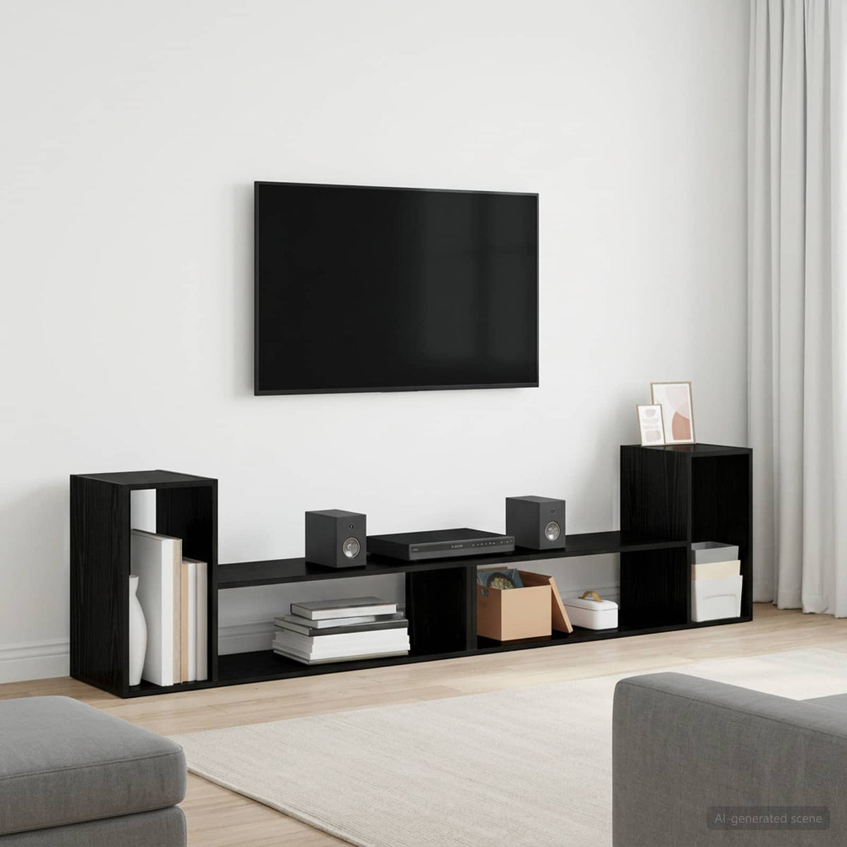 TV Cabinets 2 pcs 75x30x50 cm Engineered Wood Black oak 100 cm